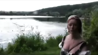 MILF In July with Strangers on the grass by the lake
