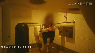 College Skank Takes a Pee on Toilet