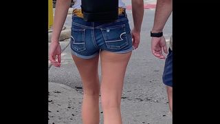 Candid Ass n Tight Jeans Shorts