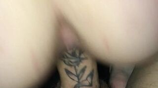 Tattooed dick mounts tight vagina