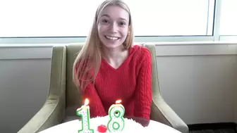 Just turned 18 blonde slender teenie making her first porn