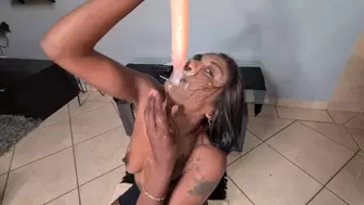 Desi Lady Fucking her Throat and Rubs the Spit all over her Face | Spit Play.