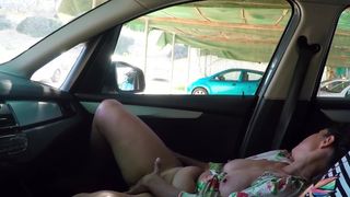 Public car parking Gorgeous woman masturbate and cumming with a lover
