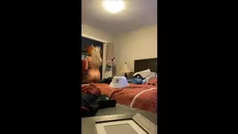 22 year older step mom naked after shower doing laundry and playing on her phone