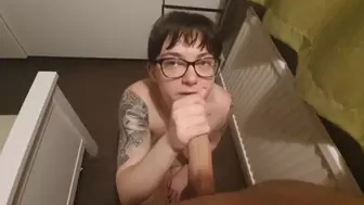 I love it when my horny MILF British Wifey gets on her knees and blows my penis!