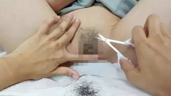 Shaving my friend's cunt hair