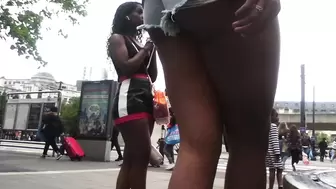 Hot, Sexy, Dark Skinned Legs In Denim Shorts.