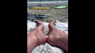 Relaxing at the Beach with My Toes in the Sand