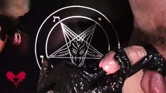 Hand-Job in latex gloves - a tribute to Baphomet