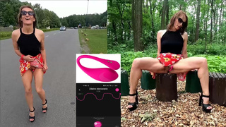 Public flashing in the Park with a Remote Vibrator.
