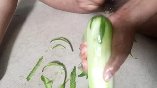 A Gigantic Cucumber in My Twat. Fucking With Cucumber.