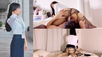 Ravishing Thai office worker's private cream pie SEX / riding on her bf's horse and milkin