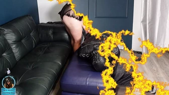 My Femdom Slave Paints my Toenails with his Mouth! Foot Feet Bizarre Female Domination Bondage BDSM Real Lovers Home-Made Cumming