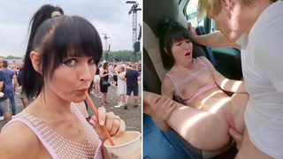 Festival Whore Drilled Hard in Campervan!!! Double JIZZ to Humongous Squirting Twat