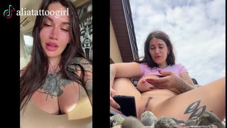 TikTok model was caught on a public beach playing with a dildo and cums beautifully at the end