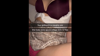 Cheating college bitch poked roughly in student dorm on Snapchat
