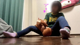 Sweet chick has sex alone with her favorite doll