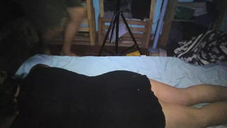 My gf goes to bed in her short dress, she licks me off and we have sex