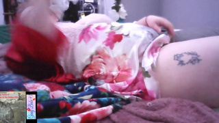 FAT WOMAN teases herself with vibrator in nightgown