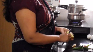 Beautiful Indian Massive Boobies Stepmom Screwed in Kitchen by Stepson
