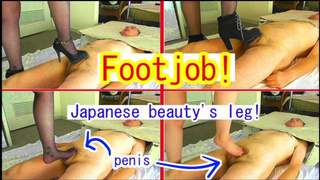 Footjob! Trampling on the dick by Asian sweetie's barefoot! By shoes! By ebony stocking!