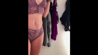 Try on haul slideshow in fitting room at la vie en Rose (Full Length Sex tape Nude Version Coming Soon)