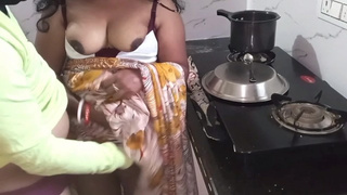 Indian Telugu Bhabhi Plowed In Kitchen With Neighbor Husband