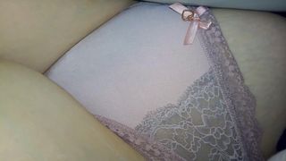 Wife Secretly filmed in Peach Satin and Lace Thong.