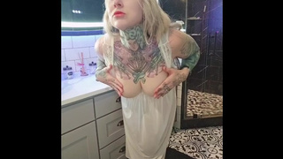 Teasing, Twerking, Breasts Out, and Touching my Snatch in a See Through Nightgown