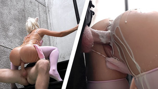 Perfect CatGirl likes milk play and pink twat stretching with thick dong