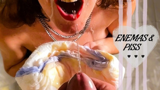The ultimate WET and MESSY session with ENEMAS, PISS and SPERM in my mouth!