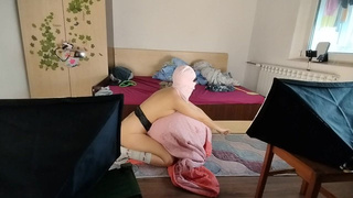 Amateurs MILF does yoga naked, hairy vagina, massive booty, big melons.