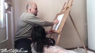 Brunette Deepthroat Cock Artist During He Depict - Cumshot