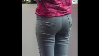 Slim Teen Light-Blue Jeans Candid Booty
