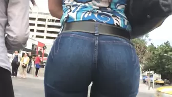 Big ass of mature woman walking on the street