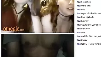 Omegle White Females Lick on Boobs and Love Enormous Balls